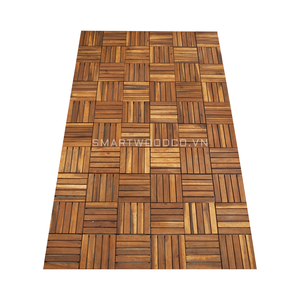 SMARTWOOD Contemporary Resort Weatherproof Textured Acacia Decking <b>Tiles</b> Easy-Click Interlocking Square Anti-Slip Patio Balcony - Product Image 5