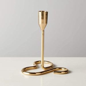 Juego de 3 Portavelas Cónicos de Metal con Acabado Dorado Moderno, Portavelas Curvos para Decoración del Hogar, Bodas y Eventos - Product Image 2