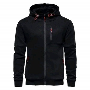 Sweat-shirts à capuche pour hommes de haute qualité, doublés en polaire tricotée, écologiques, couleur unie, fermeture éclair intégrale, polyester/coton - Product Image 3
