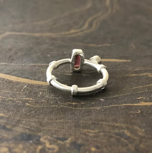 Geometric <b>Garnet</b> <b>Ring</b> 925 Sterling <b>Silver</b> Bezel Setting Minimalist Style Everyday Wear Unisex Jewelry - Product Image 3
