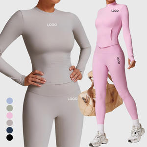 Conjunto de Ropa Deportiva de Pilates para Mujer, 2 Piezas, con Relleno en el Pecho, Colores en Contraste, Transpirable, Personalizable, para Gimnasio y Yoga, con Cierre - Product Image 1