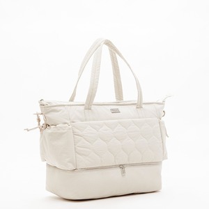Sac de voyage simple en tissu matelassé blanc, sac à bandoulière de grande capacité, sac messager, sac de voyage léger - Product Image 4