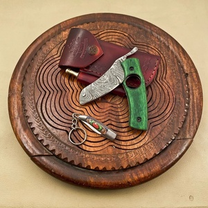 Cuchillo Plegable de Dos Piezas de Acero de Damasco de Grado Industrial Hecho a Mano, Cortador de Cigarros, Set de Regalo con Mango de Micarta, Garantía de 3 Años, Color OEM - Product Image 5