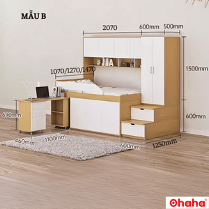 Ohaha Smart Bunk <b>Bed</b> with Integrated Wardrobe and Study Desk - GTTM011 - Product Image 2