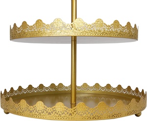 Support à gâteau rond à trois niveaux, lisse et maigre, avec poignée, présentoir à gâteau de luxe - Product Image 6