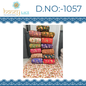 ผ้าเครปเนื้อปานกลางคุณภาพสูง ฮันนี่เลซ ผลิตจากเส้นใยโพลีเอสเตอร์/ไนลอน/เมทัลลิก  แบบไม่ถักทอ  ตกแต่งด้วยลายดอกไม้/ลูกปัด เหมาะสำหรับงานแต่งงาน - Product Image 2