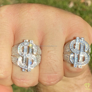 Moissanite Diamond <b>Ring</b> With Baguette Cut Stones Iced Out <b>Split</b> Shank And Bold Hip Hop Statement Design <b>Ring</b> For Men - Product Image 6