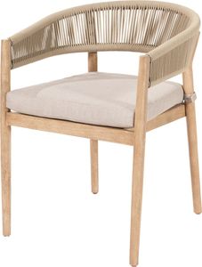 Modern Teak <b>Dining</b> Set Rope Back Cushioned Seats Outdoor Patio Garden Furniture Scandinavian Style - Product Image 2