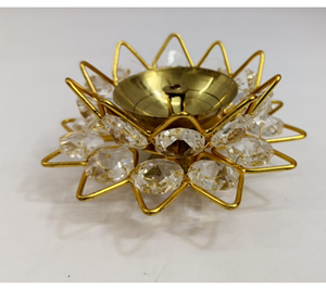 Lampe à huile en cristal Akhand Diya en laiton, cadeau traditionnel pour les fêtes, décoration de la maison, mariage, petit modèle moderne, emballage personnalisé - Product Image 5
