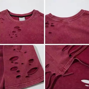 T-shirt Homme Oversize Court Délavé à l'Acide Coupe Droite Formelle Ample et Distressed – Vente en Gros - Product Image 3