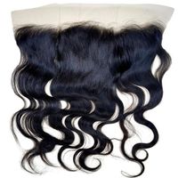 Rambut Manusia India Mentah Berkualitas Tinggi 22 Inci, Model Body Wave, Lace Frontal Transparan 13x4, Warna Hitam Alami