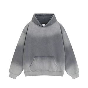 Venta al por mayor de fábrica de alta calidad logotipo personalizado 400gsm mezcla de algodón unisex de gran tamaño hombro caído lavado ácido sudaderas con capucha de los hombres - Product Image 2