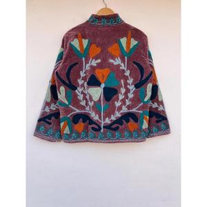 Velvet Suzani Embroidered Women's Varsity <b>Jacket</b> Outerwear Bohemian Coat Autumn Cotton Gift Her Chic - Product Image 2