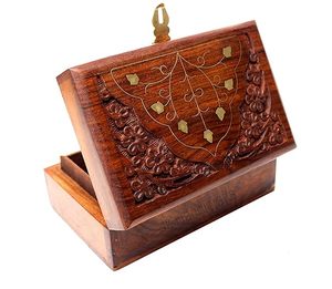 Handmade Wooden Jewelry Box for Women Hand Carved Jewel Organizer with Intricate Carvings 6 Inch Brown R Handicraft High Quality - Product Image 3