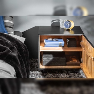 Vandana Modern Eco-Friendly Durable <b>Bedside</b> <b>Table</b> SCORPION 50cm <b>Black</b> Mango Wood with 3D Carvings for Bedroom & Home Office - Product Image 2