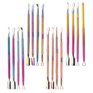 Professional High Quality Disposable Stainless Steel <b>Colourful</b> Nail Cuticle Pusher 4pcs One <b>Set</b> Dual Head Multifunctional - Product Image 1