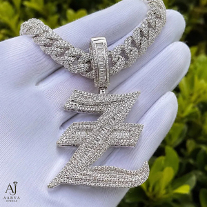 AARVA JEWELS Collier chaîne hip-hop unisexe en argent 925 plaqué or avec pendentif lettre Z, pour fêtes et usage quotidien - Product Image 5