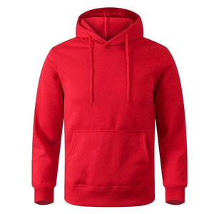 Ensemble de survêtement décontracté pour homme, sweat-shirt à capuche rouge avec pantalon de jogging noir, coupe régulière, couleur unie, matière polaire, vêtements d'automne - Product Image 4