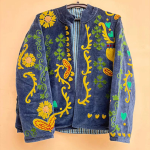 Premium Suzani Embroidered <b>Jacket</b> Women Floral Cropped <b>Hippie</b> Coat Winter Warm Boho Outerwear Wholesale Factory Price Trendy Pro - Product Image 1