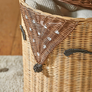 Cesta de Almacenamiento de Mimbre Tejida a Mano con Forma de Animal, Organizador con Tapa, Contenedor de Juguetes Hecho a Mano para Decoración del Hogar - Product Image 2