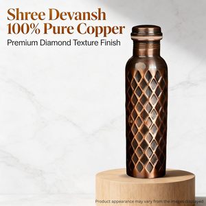 Designer Pure <b>Copper</b> <b>Bottle</b> with Antique Diamond Texture 1 Litre Leakproof <b>Copper</b> <b>Drinking</b> <b>Bottle</b> for Home Kitchen Office - Product Image 3