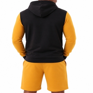 Men Hoodie Shorts <b>Set</b> Premium Street Style Soft Comfort Fabric Modern Urban Fashion Relaxed Everyday Fit Modern Streetwear Style - Product Image 2