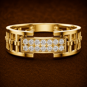 Classic Round Cut Lab Grown <b>Diamond</b> Band 18K 14K Solid Gold Panel Cluster <b>Diamond</b> <b>Ring</b> Fine Jewelry For Men's Wholesale Supplier - Product Image 1