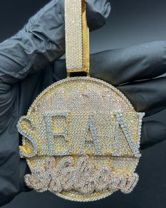 925 Sterling <b>Silver</b> Certified Luxury Mossanite Custom Letter Iced Hip Hop <b>Initial</b> Two Tone Circle <b>Pendant</b> Birthday Gift - Product Image 1