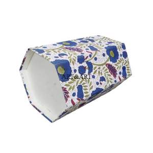 กล่องกระดาษรีไซเคิลลายดอกไม้หกเหลี่ยมทำมือจากผ้าฝ้าย สำหรับใช้ในสวน สำนักงาน หรือบ้าน - Product Image 4