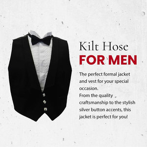 Prince Charlie <b>Jacket</b> & Vest, Formal Scottish Kilt <b>Jacket</b> for Men, with Elegant Vest & Stylish <b>Silver</b> Button Accents - Product Image 3