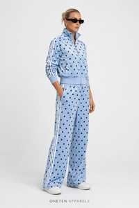 Conjunto Deportivo de 2 Piezas para Mujer, Azul Claro, Estampado de Lunares, Estilo Y2K, Chaqueta con Cierre y Cuello Alto, Pantalones Anchos de Poliéster/Algodón Ligero - Product Image 6