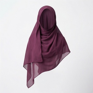 Hiyab de poliéster de color sólido para mujer, tela jersey, agradable al tacto, para uso diario, pañuelo étnico de Oriente Medio. - Product Image 1