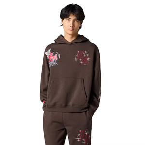 Custom 100% Cotton Fleece Embroidery Men's Quick Dry Pullover Hoodie <b>Flared</b> <b>Sweatpants</b> 300g <b>Wholesale</b> Casual Winter Tracksuits - Product Image 4