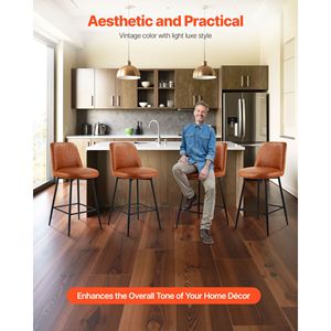 Ensemble de 2 tabourets de bar pivotants modernes de 27 pouces, en cuir PU, avec pieds en métal et accoudoirs, tabourets de bar de 27 pouces - Product Image 2