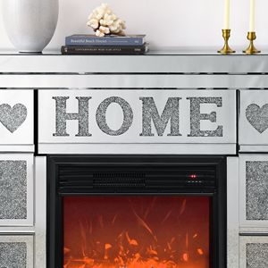 ตู้เตาผิงอะคริลิคแบบกระจกเพชร ขนาด 46 นิ้ว x 12.6 นิ้ว x 41 นิ้ว พร้อมเตาผิงไฟฟ้าในตัวสำหรับวางทีวี - Product Image 5