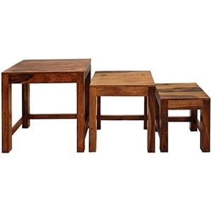 Sheesham Wood Nesting <b>Stool</b> Set 3-Piece Interlocking Wholesale India - Product Image 3