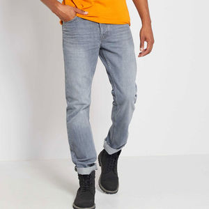 Nouvelle Arrivée Pantalon Jean Hiver Homme Logo Personnalisé Taille Mi-Haute 100% Coton Biologique Coupe Droite Doublure Polaire Vente Directe Usine OEM - Product Image 2