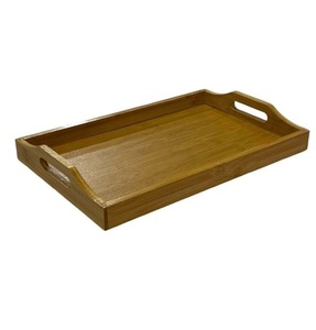 Plateau de service rectangulaire créatif en bois d'acacia nordique avec poignées métalliques, moderne, écologique et multifonctionnel, fourni par les fabricants. - Product Image 2