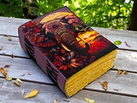 400-seitiges handgefertigtes Elefanten-Mandala-Leder-Tagebuch mit Schloss, Boho-Notizbuch, Schreibtagebuch für Schriftsteller, Künstler, Geschenk