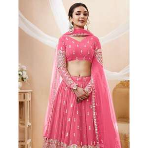 Lentejuelas rosas seductoras Georgette dama de honor Lehenga Choli con Dupatta para damas de honor - Product Image 5