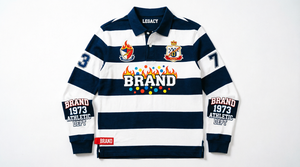 <b>Men's</b> Long Sleeve <b>Striped</b> <b>T</b> <b>Shirt</b> With Flame Logo Print Casual Wear 100% Cotton Poplin Breathable Regular Fit - Product Image 3