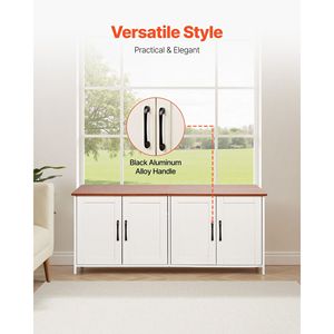 47.2 interni in legno Kitty House mobili Multi-gatto nascosto lettiera recinzione 4 porte 2 voci marrone bianco si adatta di più - Product Image 6