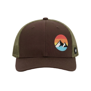 Custom Logo Embroidered Trucker Hat Mesh Back 6 Panel Snapback <b>Cap</b> <b>Mountain</b> Patch Outdoor Sports Hat - Product Image 1