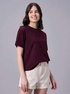 T-shirt oversize délavé à l'acide pour femme |   Streetwear rétro effet délavé |   T-shirt ample à épaules tombantes effet usé. - Product Image 3