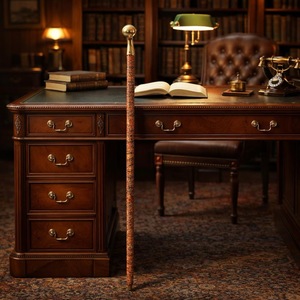 Bâtons de marche rustiques modernes en bois naturel écologique avec poignée en laiton poli, idéaux pour les cadeaux - Product Image 2