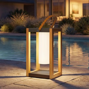 Lanterne LED d'extérieur en bois de Jatoba, écologique et durable |   Éclairage de jardin artisanal pour la décoration de la maison - Product Image 1