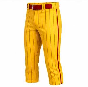 Yellow Pinstripe Baseball Uniform Unisex Adult Jersey Pants Set Number 23 <b>Red</b> <b>Belt</b> Socks Breathable 100% Polyester Sublimation - Product Image 4