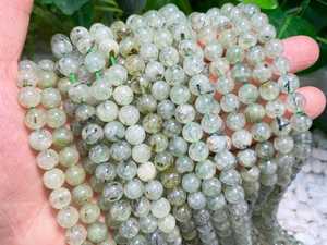 Perles rondes lisses en préhnite naturelle 4mm 6mm 8mm 10mm 12mm, perles de pierres précieuses en vrac pour la fabrication de bijoux - Product Image 1