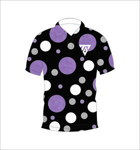 Camisa Polo para Hombre, Negra, Morada y Blanca con Puntos, Sublimación Personalizada, Manga Corta, Verano, Casual, Transpirable, Ligera, para Golf - Product Image 4