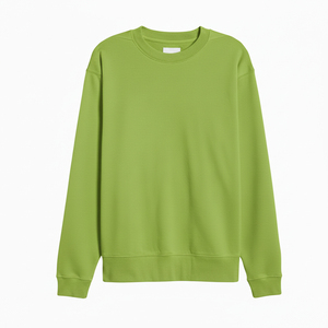 Sudadera Unisex de Cuello Redondo, Color Verde Sólido, Tejida, Manga Regular, Corte Holgado, Estilo Casual, Transpirable y Sostenible - Product Image 1